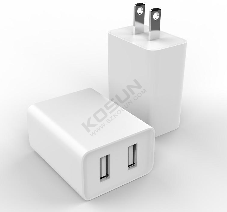 5V/2.4A Dual USB Fixed Plug Wall Charger